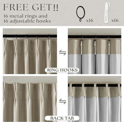 Burlywood Birch 63 Inch Blackout Pleated Linen Curtains - Image 6