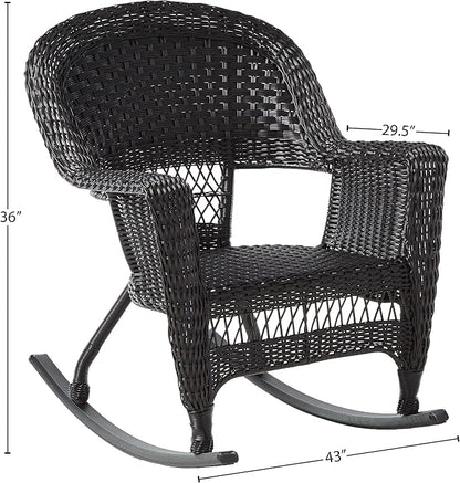 Jeco 3 Piece Rocker Wicker Chair Set - Image 3