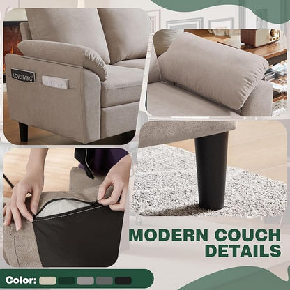 79" Convertible Sectional Sofa Set, Modern Linen Small L Shaped Couch - Image 5