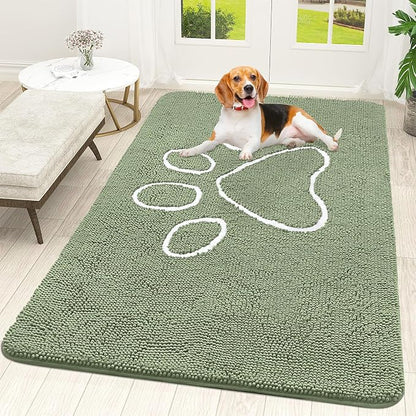 OLANLY Dog Door Mat for Muddy Paws 70x46, Paw Print Design Chenille Mud Mat | by OLANLY