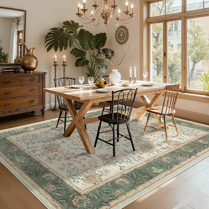 GarveeHome 8x10 Sage Green Washable Area Rug Living Room Bedroom Non Slip | - Image 4