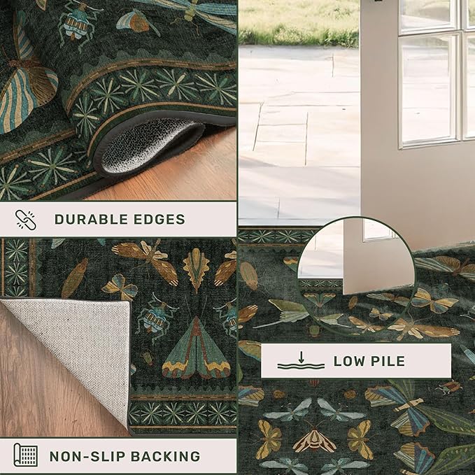 Black and Green Rug 5x8 for Living Room - Image 5