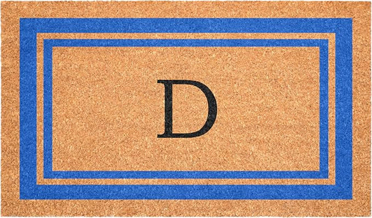 Calloway Mills 152971830D Blue Border 18" x 30" Monogram Doormat by Callowaymills