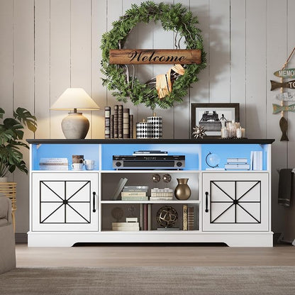 Xixini Farmhouse TV Stand for 65/60/55 Inch Tvs, Rustic Entertainment Center - Image 6