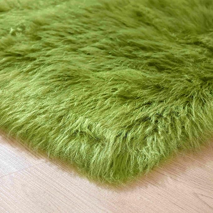 Goolela Lime Green Rug 4x6 Fluffy Fuzzy Furry Carpet - Image 6