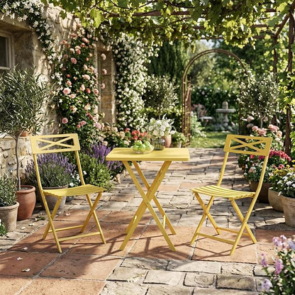 GarveeLife 3 Piece Outdoor Bistro Set, All Metal Patio Table and Chairs Set by GarveeLife