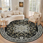 Round Area Rug for Living Room: 4ft Boho Washable Rug Black Gold | Vintage Boho by EXPEDIX