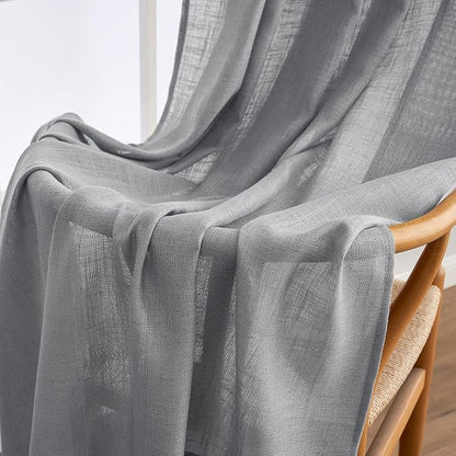 MIULEE Grey Linen Curtains 52x84 Inch Length - Image 6