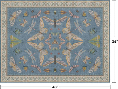 Washable Blue Rugs for Bedroom Bedside - Image 2