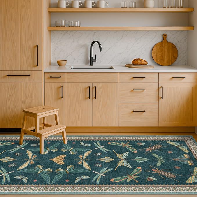 Brown and Green Kitchen Sink Runner Rug 2x6 by HazoHaus
