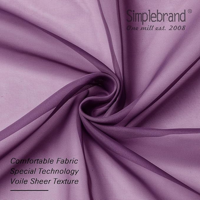 Simplebrand Plum Purple Sheer Curtains 84 Inches Long 2 Panels, Light Filtering - Image 6