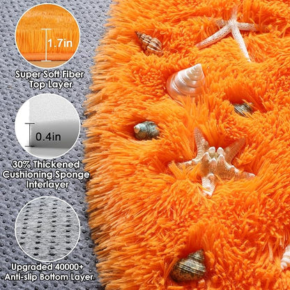 Orange Round Area Rugs 4ft for Bedroom Living Room, Fluffy Circle Rug for Kids - Image 2