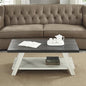 Contemporary Two-Tone Wood Coffee Table 48 in, Weathered Charcoal and Beige by Noeko