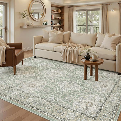 Soalmost 5x7 Area Rug Low Pile Washable Trendy Faded Style Rug, Foldable Stain - Image 2