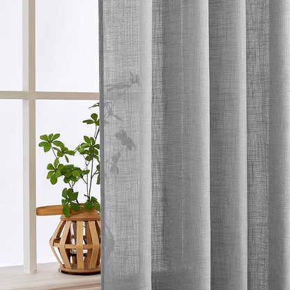MIULEE Grey Linen Curtains 37x84 Inch Length Gray 2 Panels | Window Drapes - Image 5