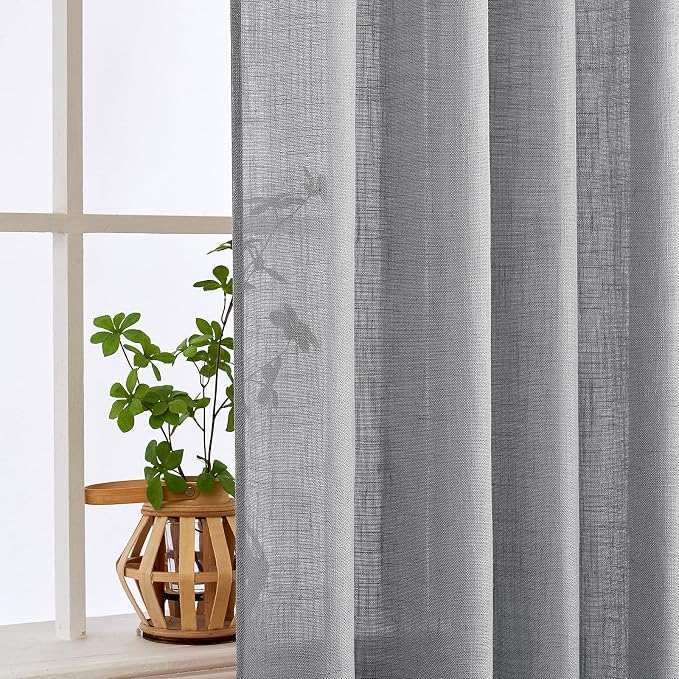 MIULEE Grey Linen Curtains 52x84 Inch Length - Image 5