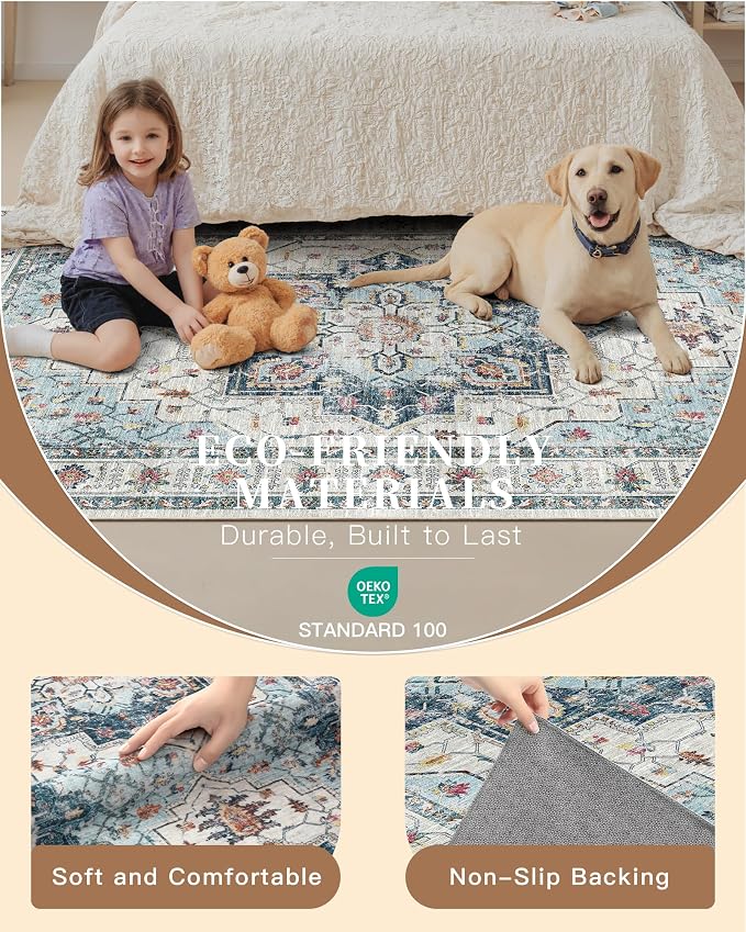Madane Washable Area Rug 2x4, Small Entryway Rugs Non-Slip, Low-Pile Floor - Image 5