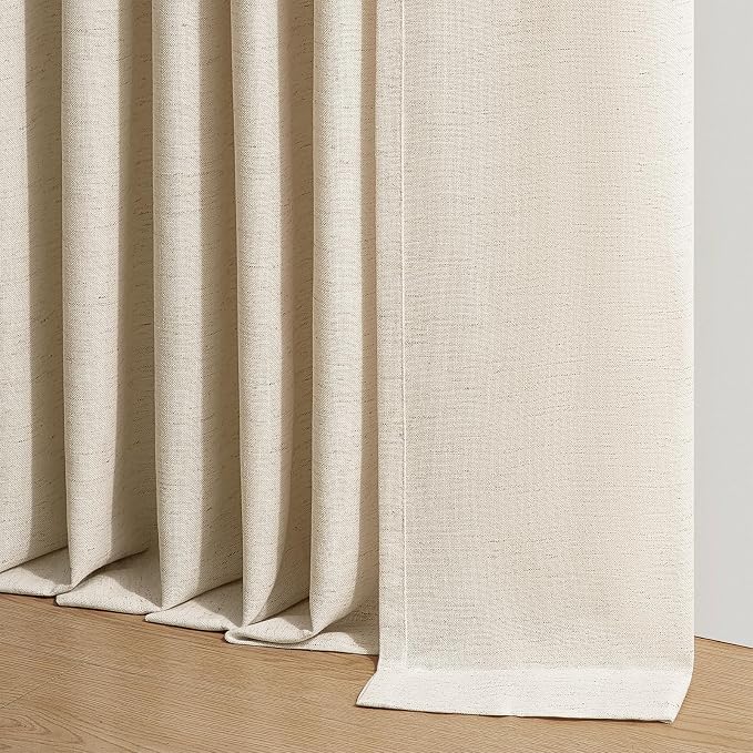Topfinel 102 Inch Curtains 2 Panels Set, Two Packs Pinch Pleat Back Tab Linen - Image 5