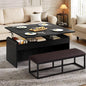 Lift Top Coffee Table with Bench, 4-in-1 Multi-Function Coffe Table w/Curved by Homiflex