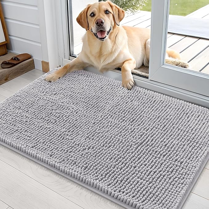 OLANLY Dog Door Mat for Muddy Paws 36x24, Super Absorbent Chenille Mud Mat | by OLANLY