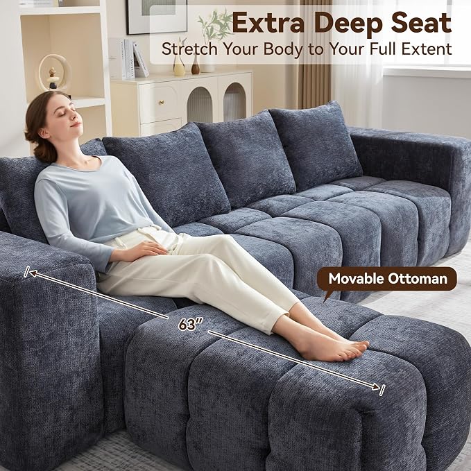 160" Boneless U-Shaped Sofa Couch - Image 4