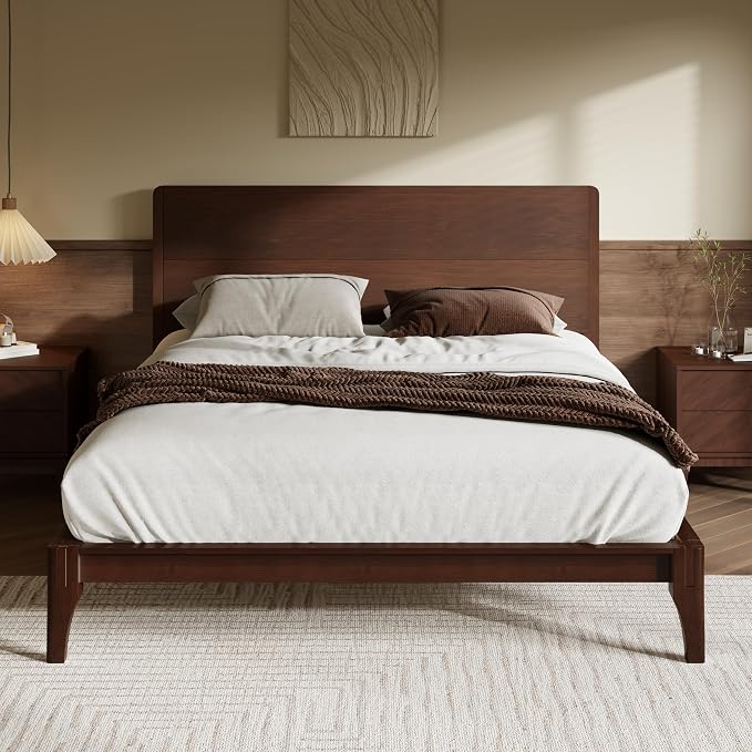 Merax Full Size Bamboo Platform Bed, Mid-Century Modern Bed Frame by Merax