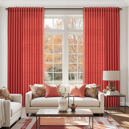 Christmas Red Linen Curtains 102 Inches Long - Image 6