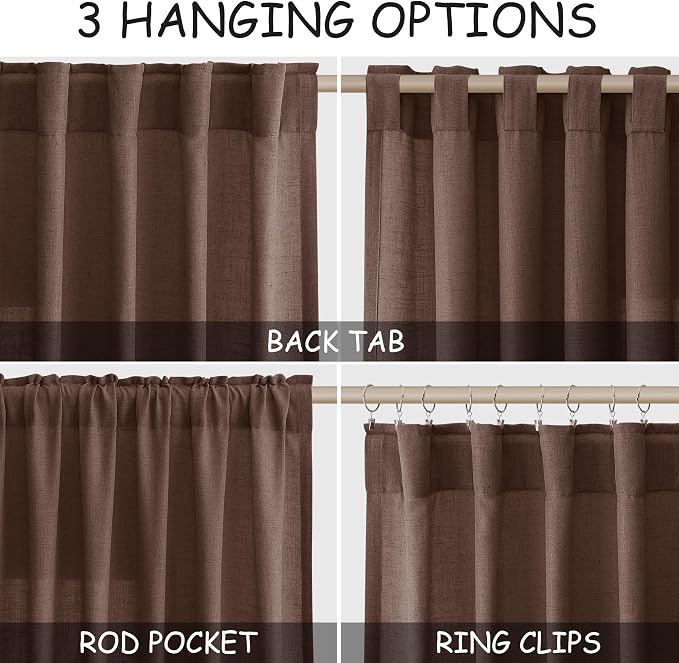 Mocha Mousse Curtains 84 Inch Length 2 Panels Set Back Tab Rod Pocke tLinen - Image 2