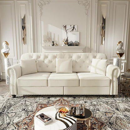 KEIKI 83" Velvet Chesterfield Sofa - Image 3