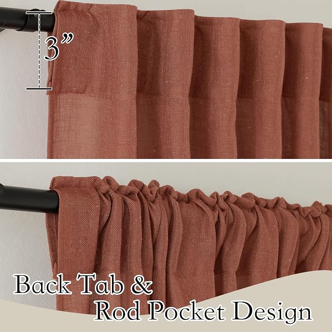RYB HOME Farmhouse Boho Linen Sheer Curtains 90 inches Long - Image 2