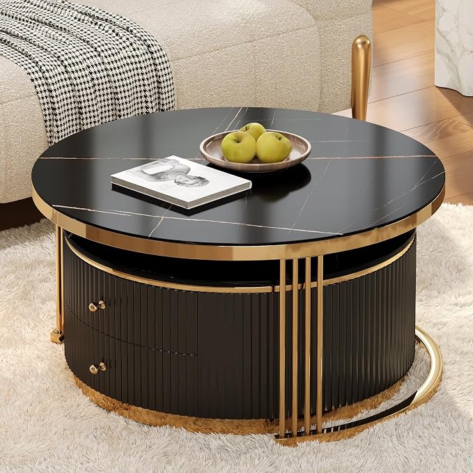 Merax 2-Piece Round Nesting Coffee Table Set - Image 6