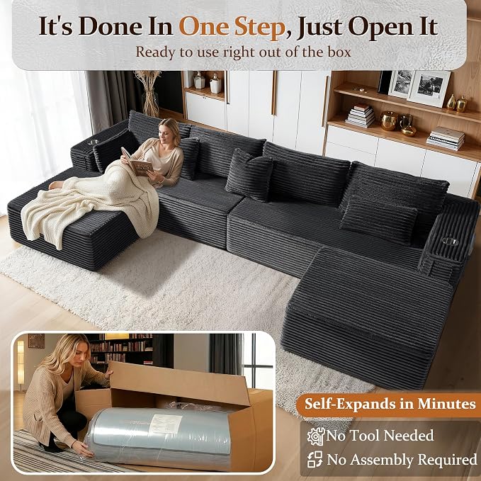 37" Cloud Sectional Couch Ottoman - Image 3