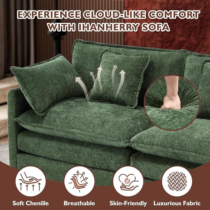 Ihanherry 111.4 Inch 3-Seater Cloud Sofa, Modular Sectional Couch, Modern Deep - Image 5