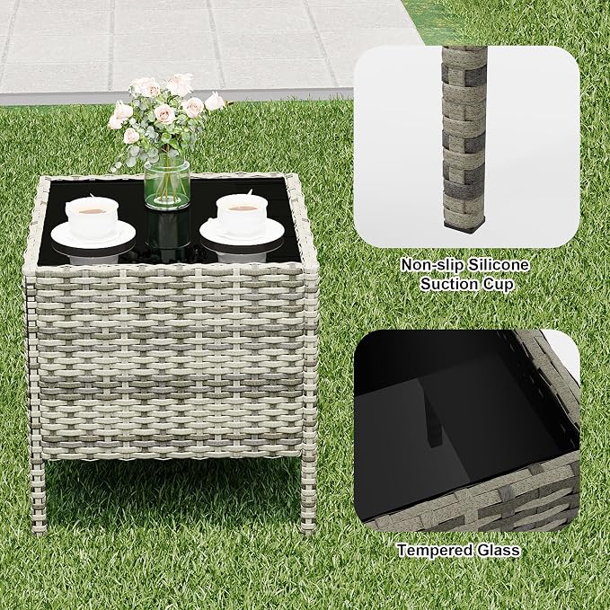 GarveeLife 3-Piece Patio Furniture Set, Rattan Outdoor Furniture - Image 5