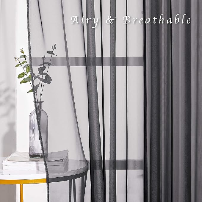 NICETOWN Sheer Curtains for Windows 54 inch Long, Ring Top Soft Voile Sheer - Image 6