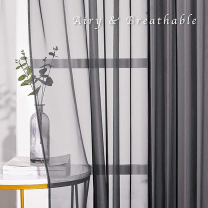 NICETOWN Sheer Curtains for Windows 54 inch Long, Ring Top Soft Voile Sheer - Image 6