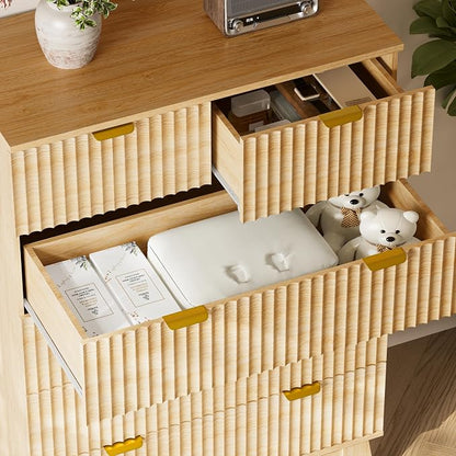BORNOON 46" Tall Dresser for Bedroom, 6-Drawer Fluted Chest of Drawers - Image 6