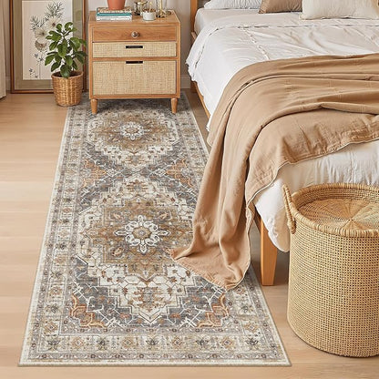 Madane Hallway Runner 3x8, Kitchen Rugs Washable Entry Rug, Turmeric/Grey | - Image 5