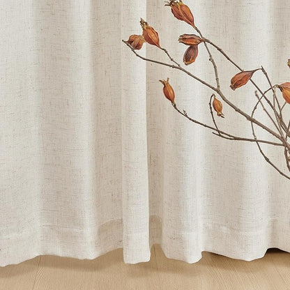 MYSKY HOME Country Curtains for Sliding Glass Door, Back Tab Semi Sheer Curtain - Image 5
