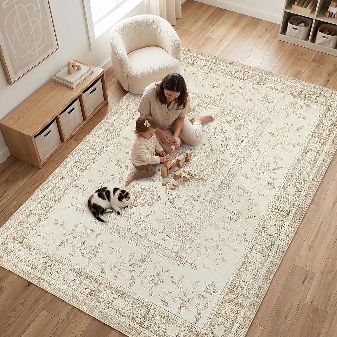 GarveeHome Vintage Beige Area Rug 9x12 - Image 5