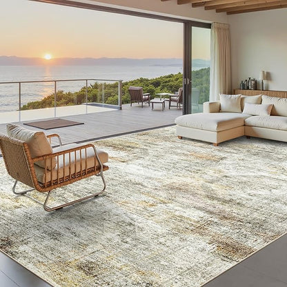 Soalmost 10x14 Area Rugs for Living Room Washable Rug Non-Slip Gray/Rust | by Soalmost