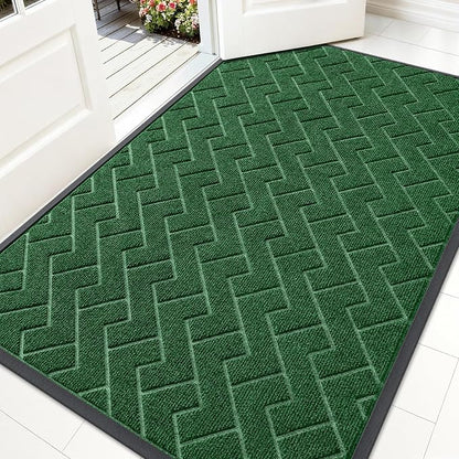 OLANLY Front Door Mat Outside 59x34, All-Season Absorbent Rubber Doormat | Green by OLANLY