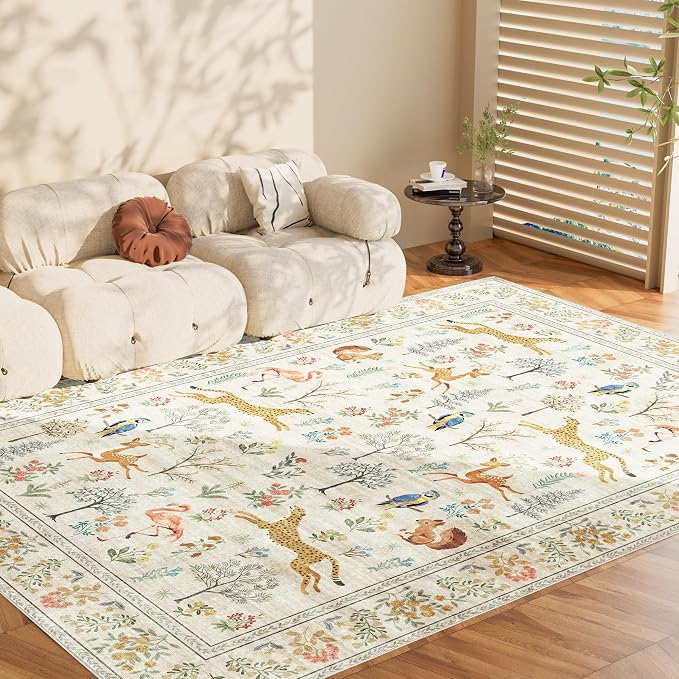DUKINO 8x10 Area Rugs, Washable Soft Animal Bedroom Rug Non Slip, Low Pile - Image 9