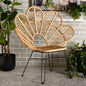bali & pari Garan Modern Bohemian Natural Rattan and Black Metal Accent Chair by balipari