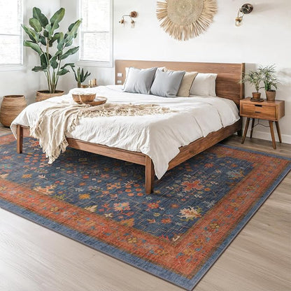 Navy Blue Area Rugs 9x12 Living Room, Dining Room Rugs - Image 6