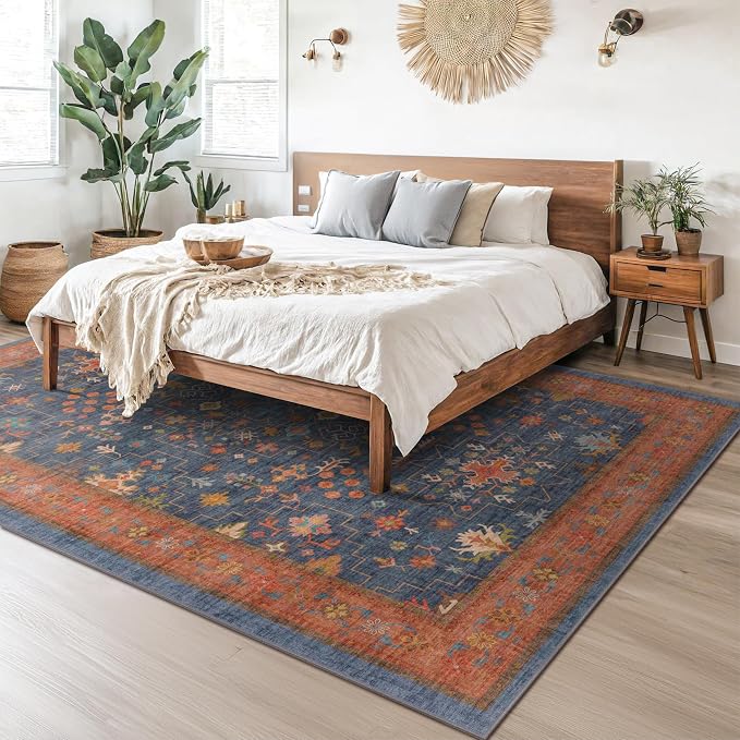 Boho Navy Blue 10x14 Area Rug for Living Room, Extra Large Dining Room Rugs for - Image 8