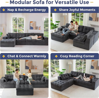 MAXYOYO 132" L Shaped Modular Sectional Sofa - Image 4
