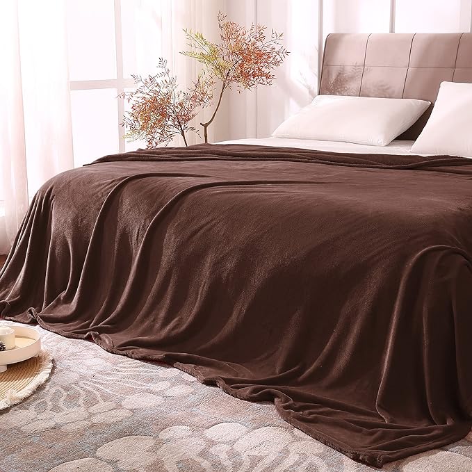 BEDELITE Fleece Blanket Soft Plush Queen Size Bed Blanket Brown 90"x90" | Ultra by BEDELITE