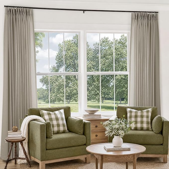 Extra Wide Semi Sheer Linen Curtains 96 Inches Long 72 Inch Wide | Taupe - Image 4