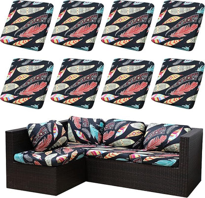 8PCS Patio Cushion Covers.Patio Furniture Couch SeatSlipcovers | Washable by SUKAIKEQA